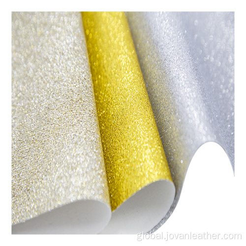 Glitter Leather Biodegradable Smooth chunky glitter PU faux leather fabrics Factory